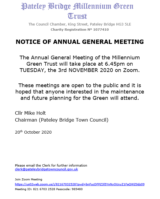 Notice of Millennium Green AGM