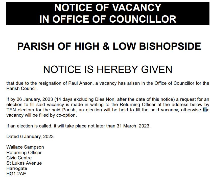 Councillor Vacancy Notice